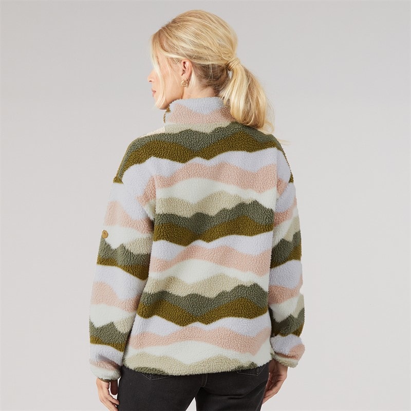 Trespass Dame Clodagh bjergprint 1/2 lynlås fleece Oliven/Grå/Brun - Billede 2