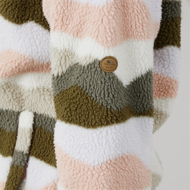 Trespass Dame Clodagh bjergprint 1/2 lynlås fleece Oliven/Grå/Brun - Billede 5