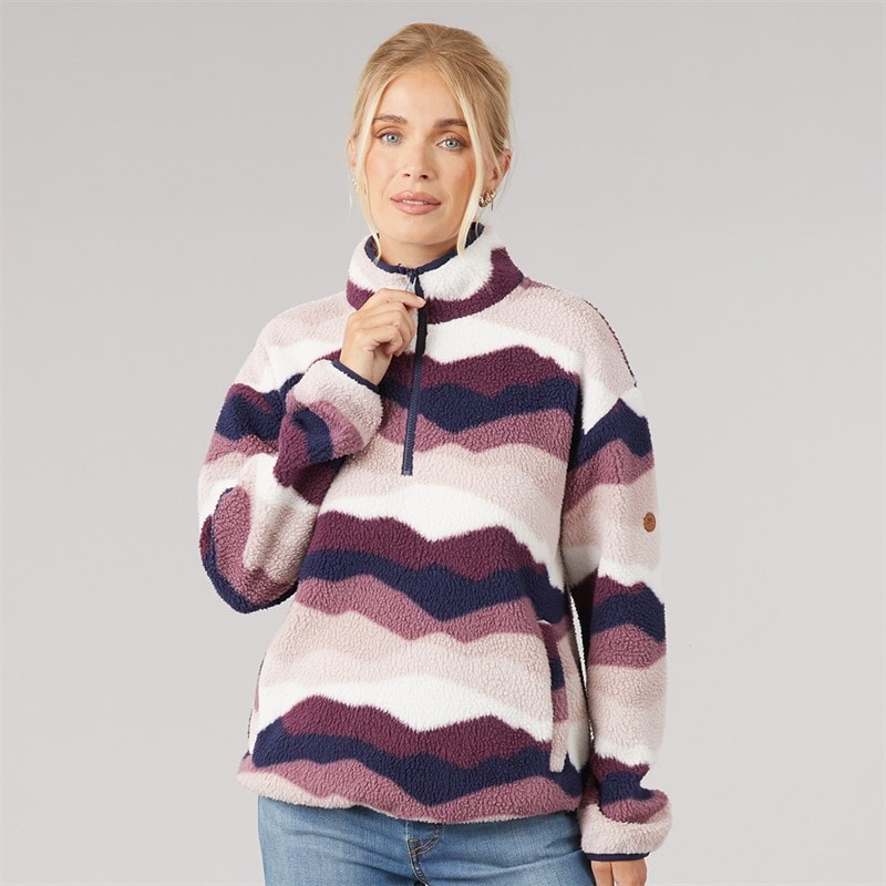 Trespass Dame Clodagh bjergprint 1/2 lynlås fleece Lilla - Billede 2