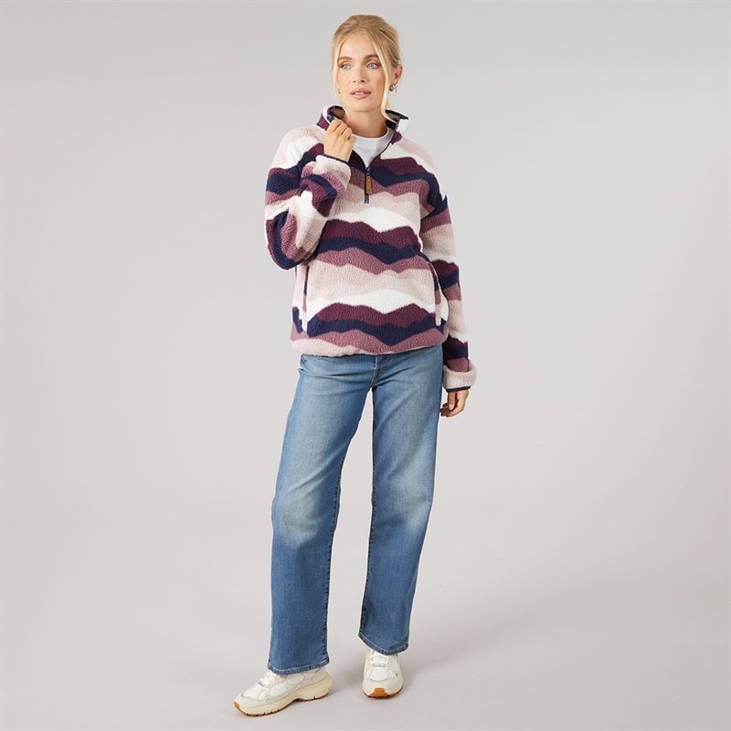 Trespass Dame Clodagh bjergprint 1/2 lynlås fleece Lilla - Billede 4