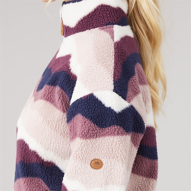 Trespass Dame Clodagh bjergprint 1/2 lynlås fleece Lilla - Billede 5
