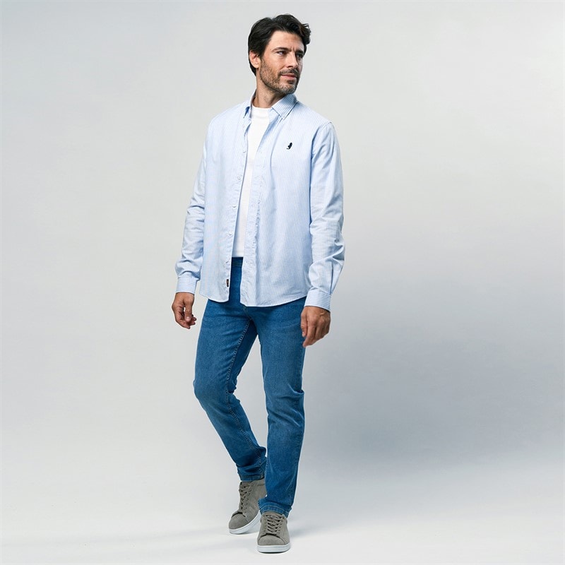 MCS Herre Greg Skjorte Light Blue Stripe - Billede 4
