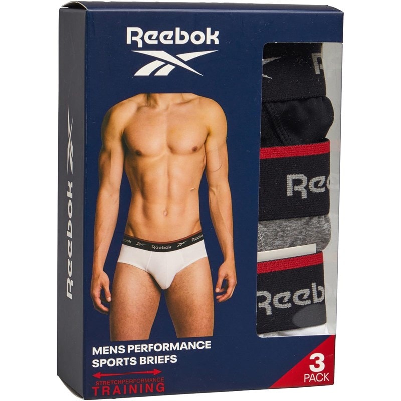 Reebok Herre Wiggins Performance 3-pak Underbukser Sort/Grå Melange/Hvid - Billede 2