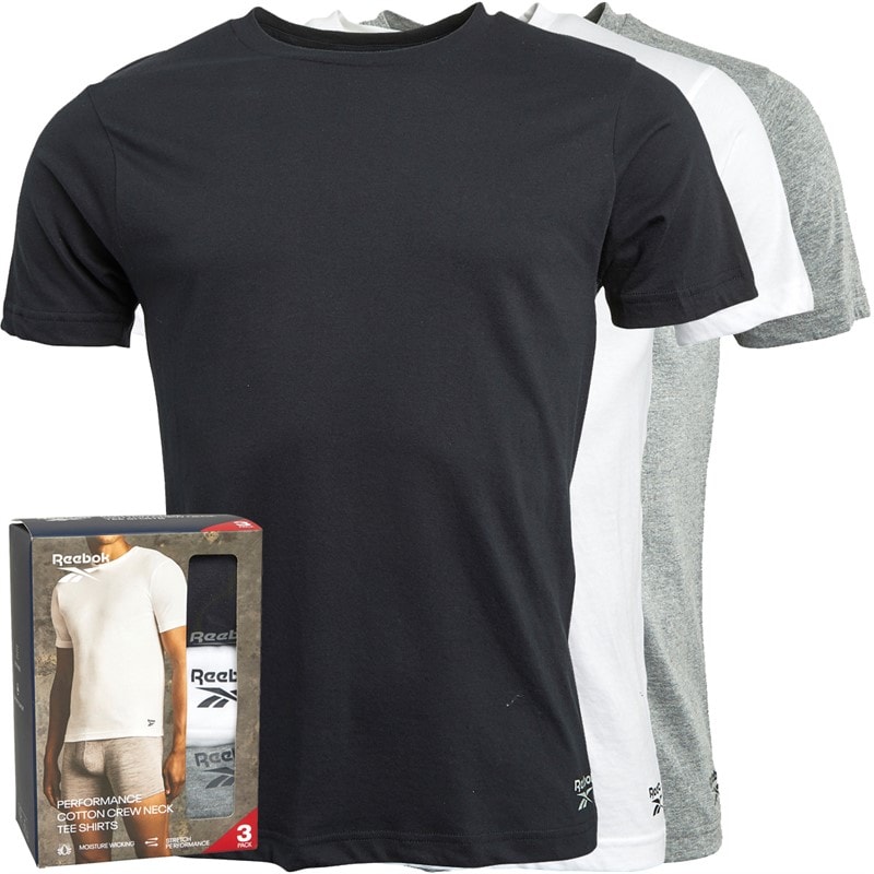 Reebok Herre Santo T-Shirts 3-pak Sort/Grå Melange/Hvid