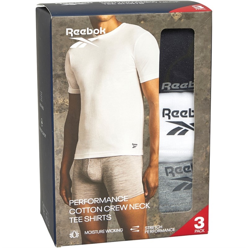 Reebok Herre Santo T-Shirts 3-pak Sort/Grå Melange/Hvid - Billede 3