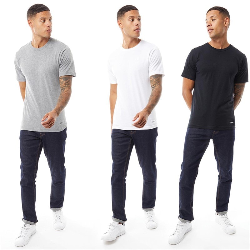 Reebok Herre Santo T-Shirts 3-pak Sort/Grå Melange/Hvid - Billede 4
