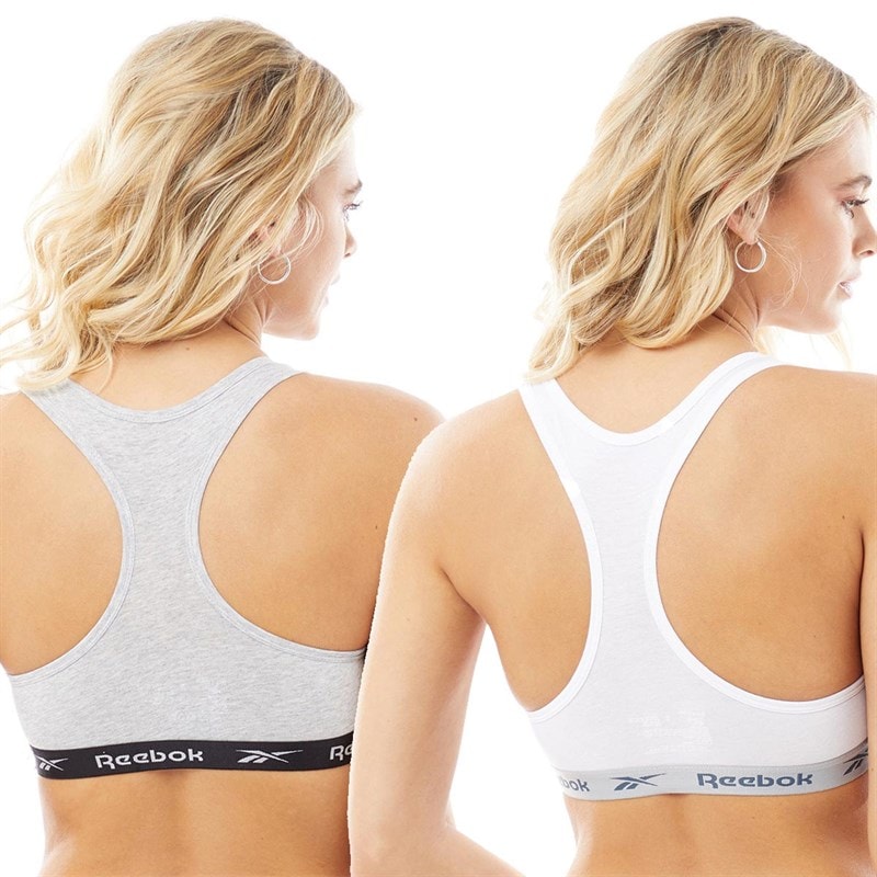 Reebok Hvid/Grå Melange Bomulds-Bh'er med Frankie Logo (2-pak) til Kvinder - Billede 2