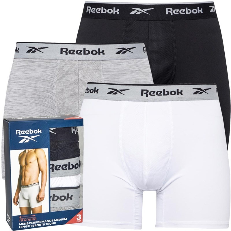 Reebok Herre Ainslie Performance Tre Pak Medium Trunks Sort/Grå Melange/Hvid
