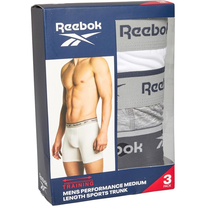 Reebok Herre Ainslie Performance Tre Pak Medium Trunks Sort/Grå Melange/Hvid - Billede 2