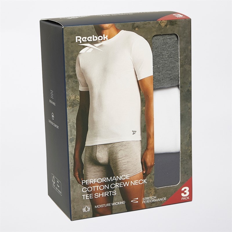 Reebok Herre Santo Tre Pakke T-shirts Navy / Gråmeleret / Hvid - Billede 3