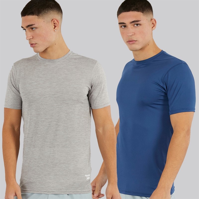 Reebok Herre Craig Performance To Pak T Shirts Batik Blå/Grå Marl