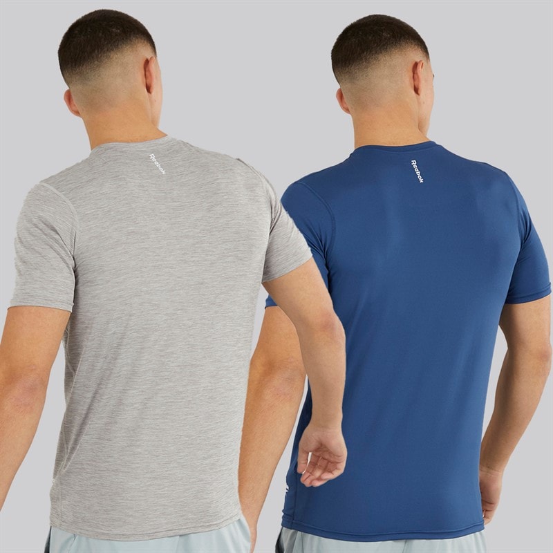 Reebok Herre Craig Performance To Pak T Shirts Batik Blå/Grå Marl - Billede 2