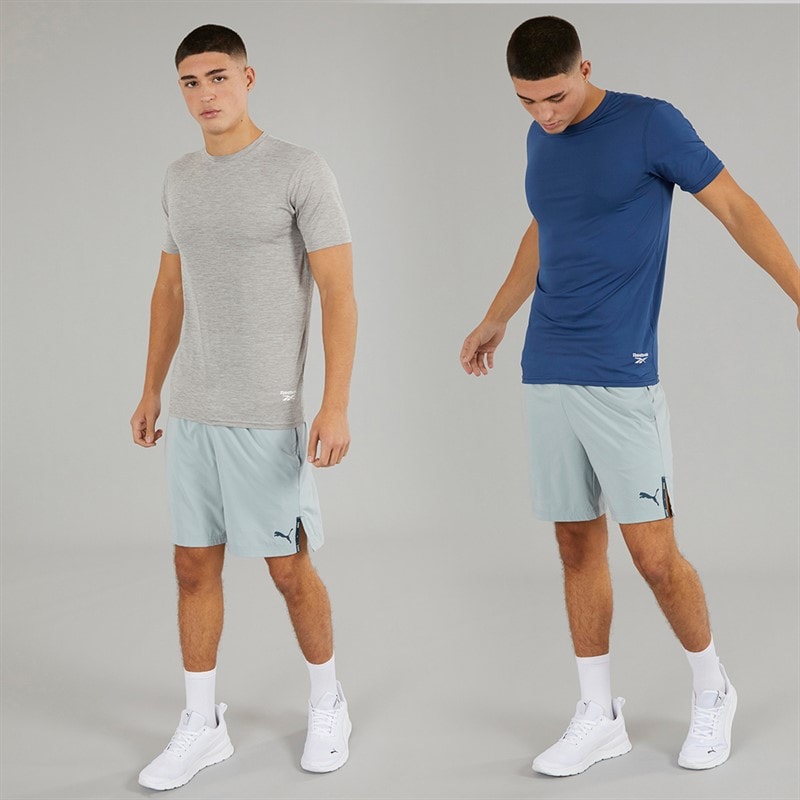 Reebok Herre Craig Performance To Pak T Shirts Batik Blå/Grå Marl - Billede 4