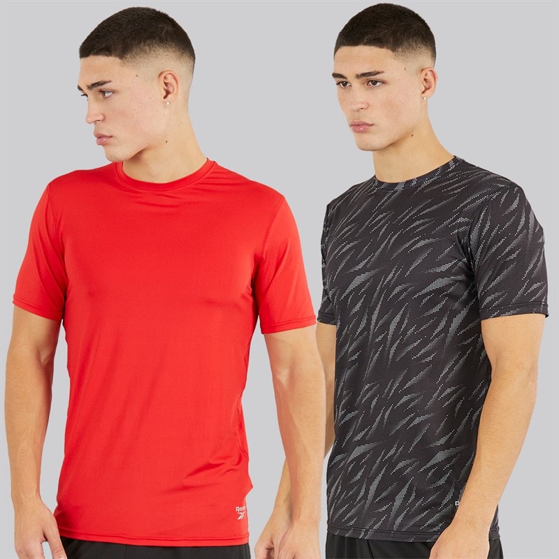 Reebok Herre Diallo Performance To Pak T Shirts Sort Print/Rød