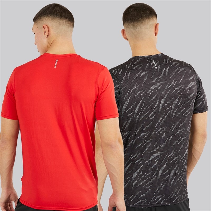 Reebok Herre Diallo Performance To Pak T Shirts Sort Print/Rød - Billede 2