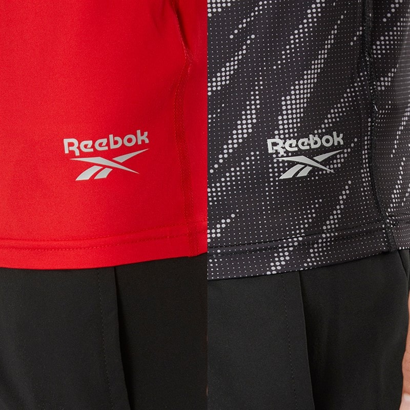 Reebok Herre Diallo Performance To Pak T Shirts Sort Print/Rød - Billede 3