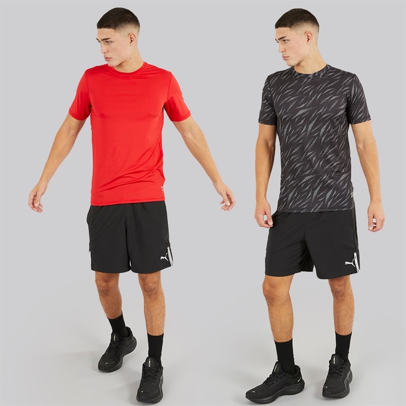 Reebok Herre Diallo Performance To Pak T Shirts Sort Print/Rød - Billede 4