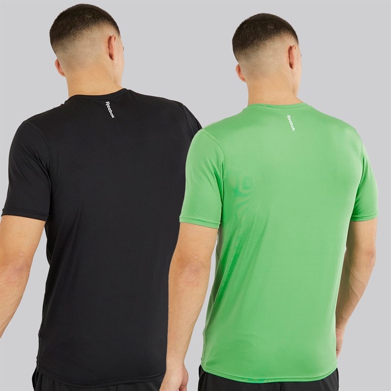 Reebok Herre Clyde Performance To Pak T-Shirts Sort/Upgrade Grøn - Billede 2
