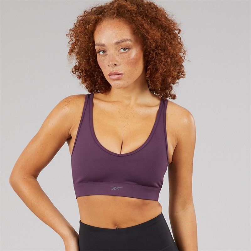 Reebok Dame Active Collective Dreamblend Let Støtte Sportsbh Top Midnight Plum
