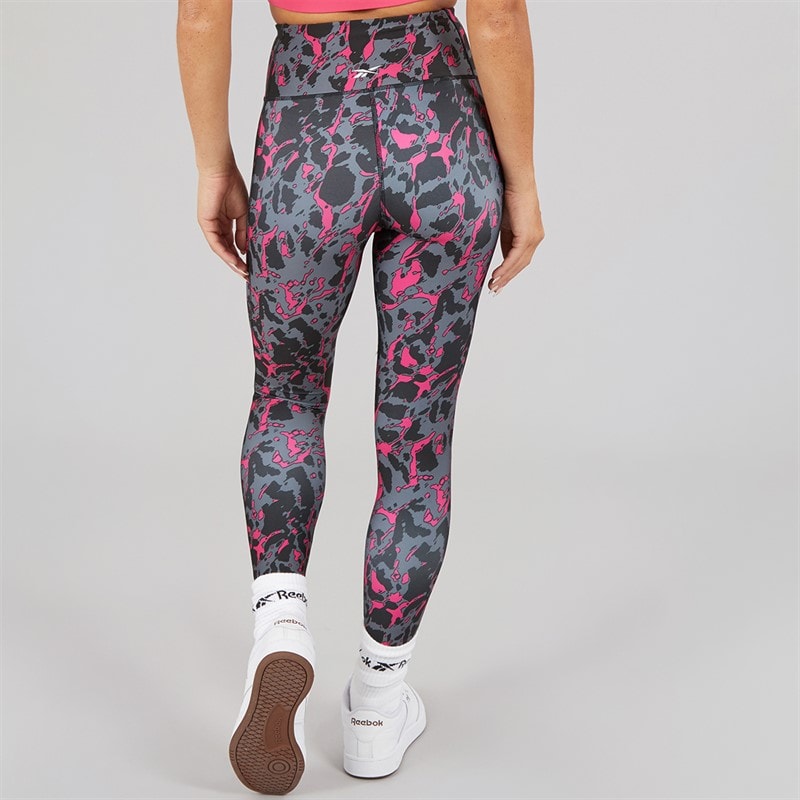Reebok Dame ID Train AOP Høj talje stramme leggings Sort/Bold Pink - Billede 2