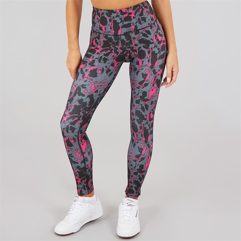 Reebok Dame ID Train AOP Høj talje stramme leggings Sort/Bold Pink - Billede 3