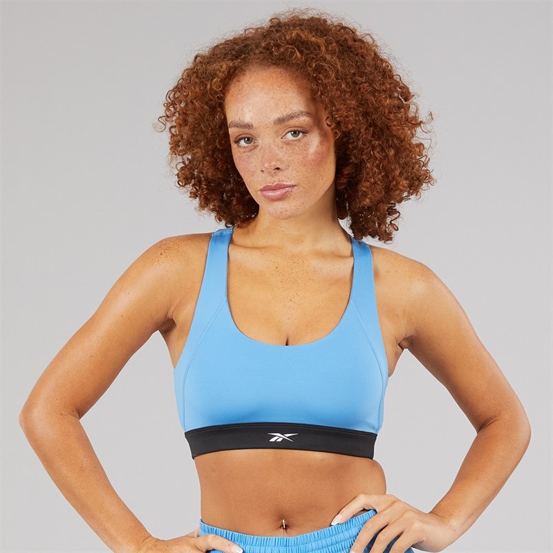 Reebok Dame ID Train Racer Let Støtte Sports BH Top Recovery Blue