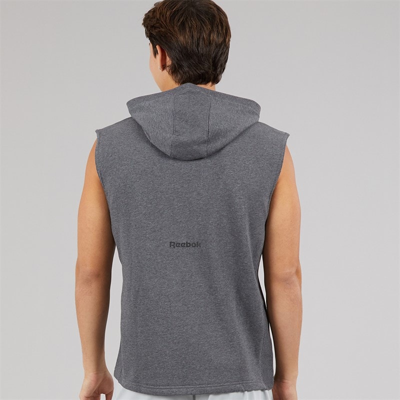 Reebok Herre Basketball Hættetrøje Ærmeløs Dark Heather Grey - Billede 2