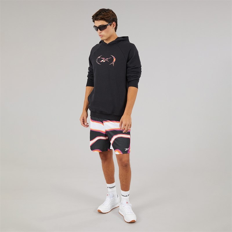 Reebok Herre Reebok Basketball Heat Wave Grafisk Hættetrøje Sort - Billede 3