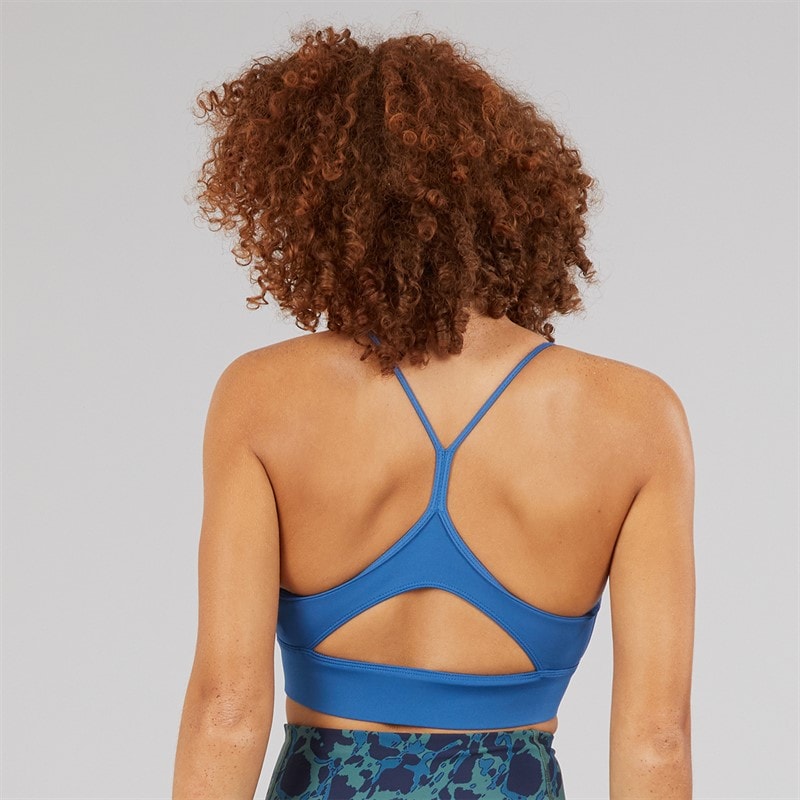 Reebok Dame ID Train Tri-Back Let Støtte Sports BH Top Twilight Blue - Billede 2