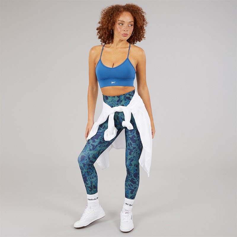 Reebok Dame ID Train Tri-Back Let Støtte Sports BH Top Twilight Blue - Billede 3