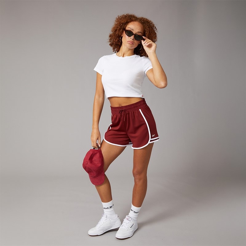 Reebok Dame ID Træningsstrik Shorts Rich Maroon - Billede 4