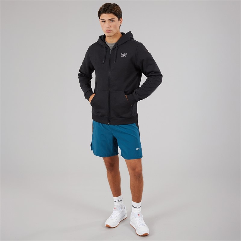 Reebok Herre Identity Lille Logo Fleece Fuld Lynlås Hættetrøje Sort - Billede 3