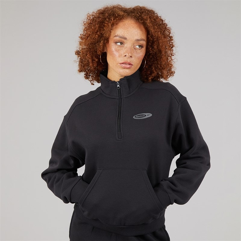 Reebok Dame Identitet Energi Mærke Stolt Identitet Lag 1/2 Zip Sort