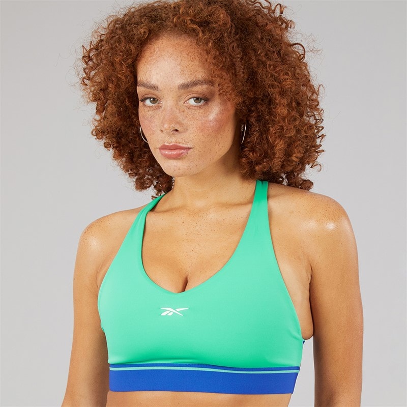 Reebok Dame Team Medium Support Sports Bh Top Unleashed Green