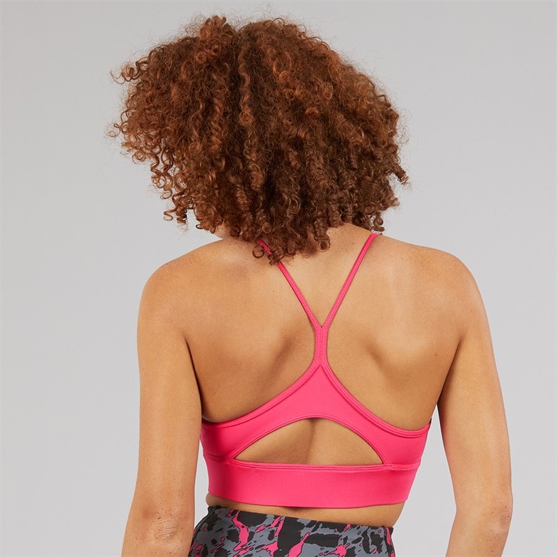 Reebok Dame ID Træn Tri-ryg Let Støtte Sports BH Top Bold Pink - Billede 2