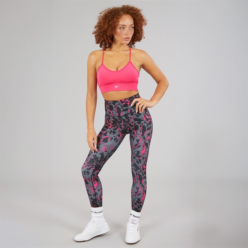 Reebok Dame ID Træn Tri-ryg Let Støtte Sports BH Top Bold Pink - Billede 4