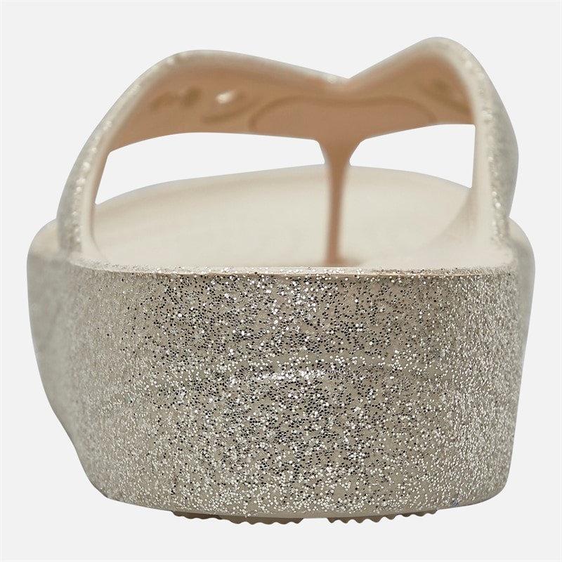 Crocs Dame Baya Platform Glitter Flip Flops Stucco - Billede 3
