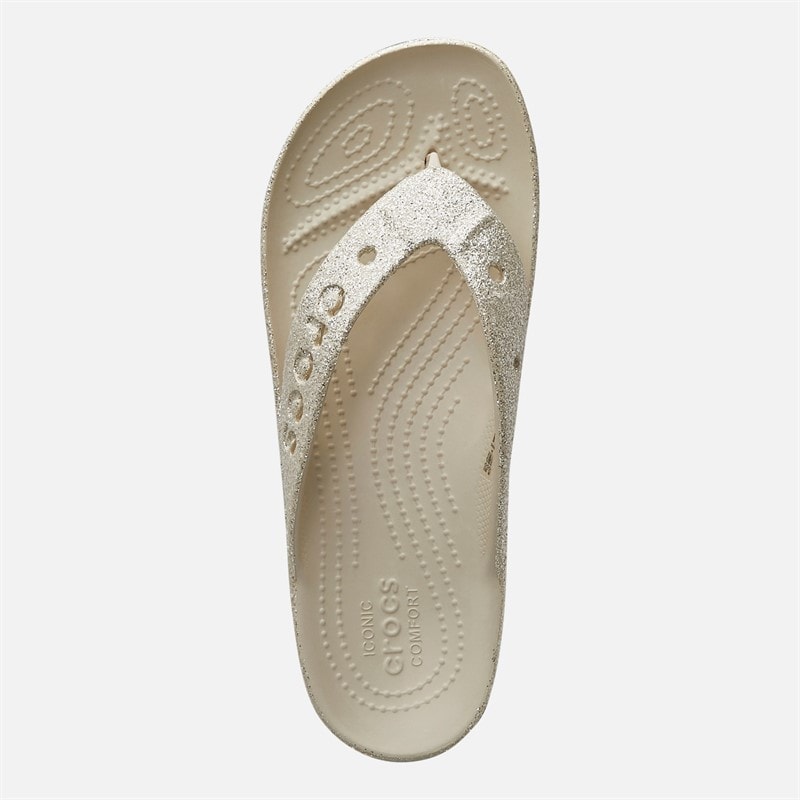 Crocs Dame Baya Platform Glitter Flip Flops Stucco - Billede 4