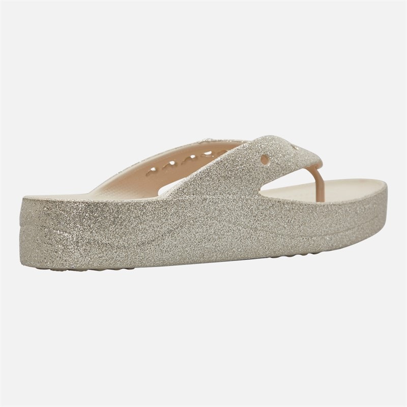 Crocs Dame Baya Platform Glitter Flip Flops Stucco - Billede 5