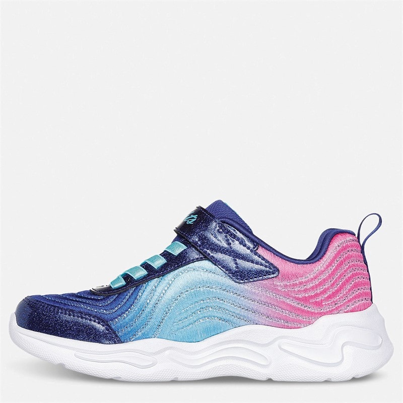 SKECHERS Piger Bølgede Stråler Ombre Express Sneakers Navy - Billede 4