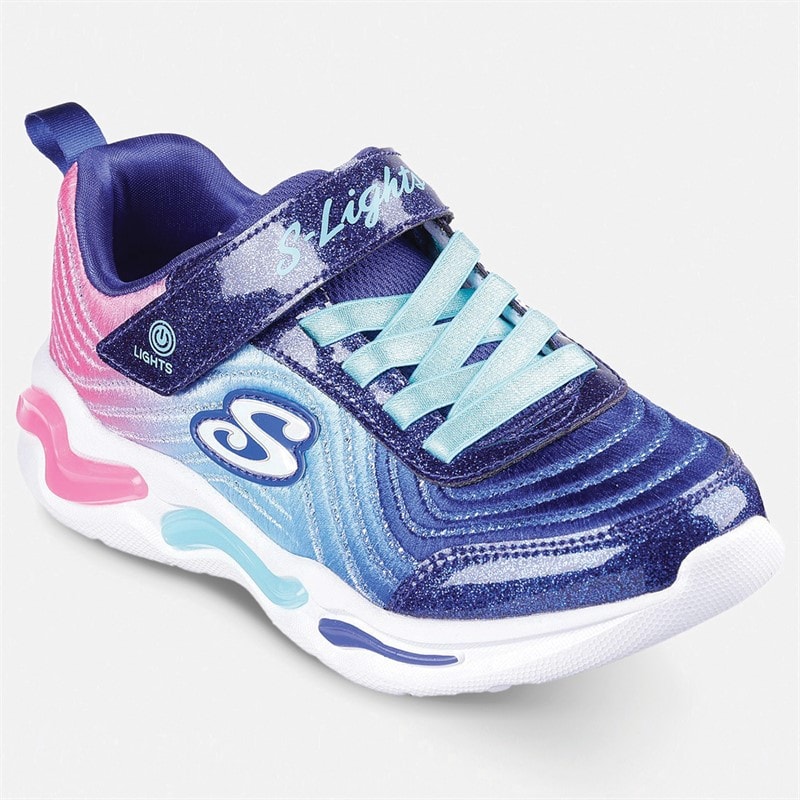 SKECHERS Piger Bølgede Stråler Ombre Express Sneakers Navy - Billede 5