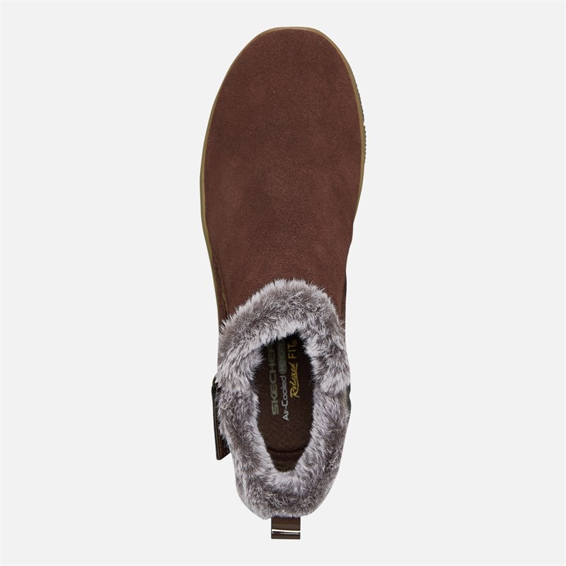 SKECHERS Dame Let Gående Høj Lynlås Støvler Chokolade Brun - Billede 4