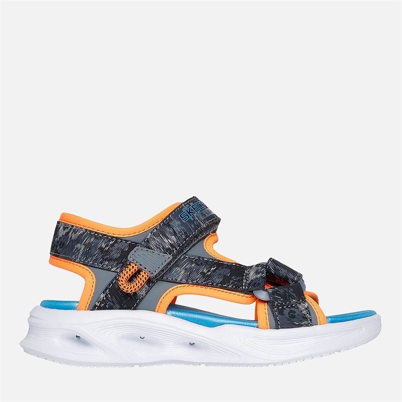 SKECHERS Drenge Sola Glow Sandaler Charcoal Orange - Billede 1