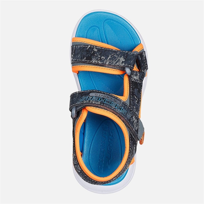 SKECHERS Drenge Sola Glow Sandaler Charcoal Orange - Billede 3