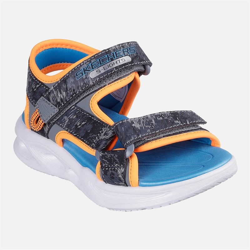 SKECHERS Drenge Sola Glow Sandaler Charcoal Orange - Billede 4