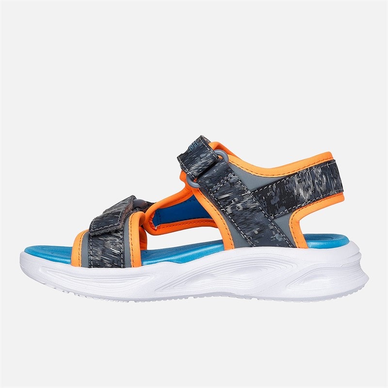 SKECHERS Drenge Sola Glow Sandaler Charcoal Orange - Billede 5