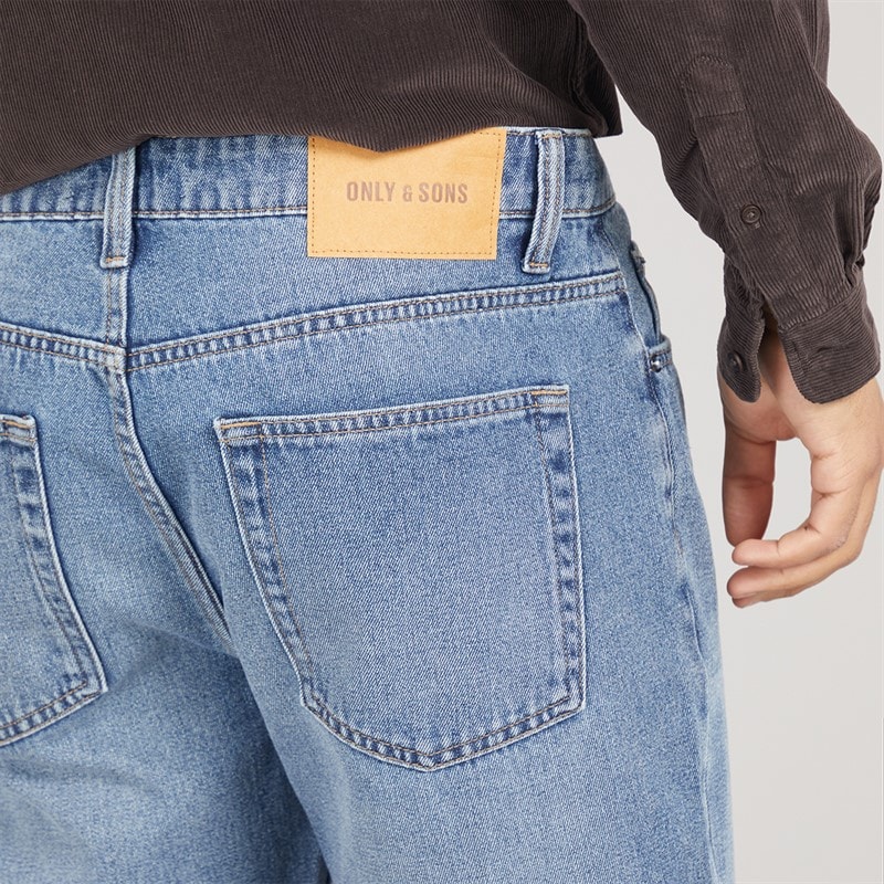 ONLY & SONS Herre Edge Lige Pasform Jeans Dark Blue Denim - Billede 3