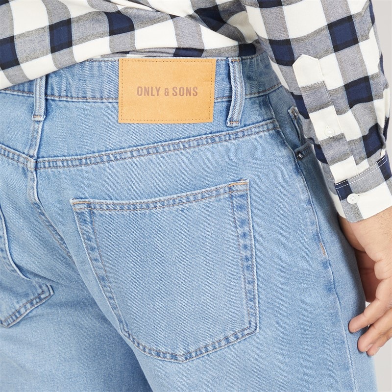 ONLY & SONS Herre Edge Lige Pasform Jeans Medium Blue Denim - Billede 3