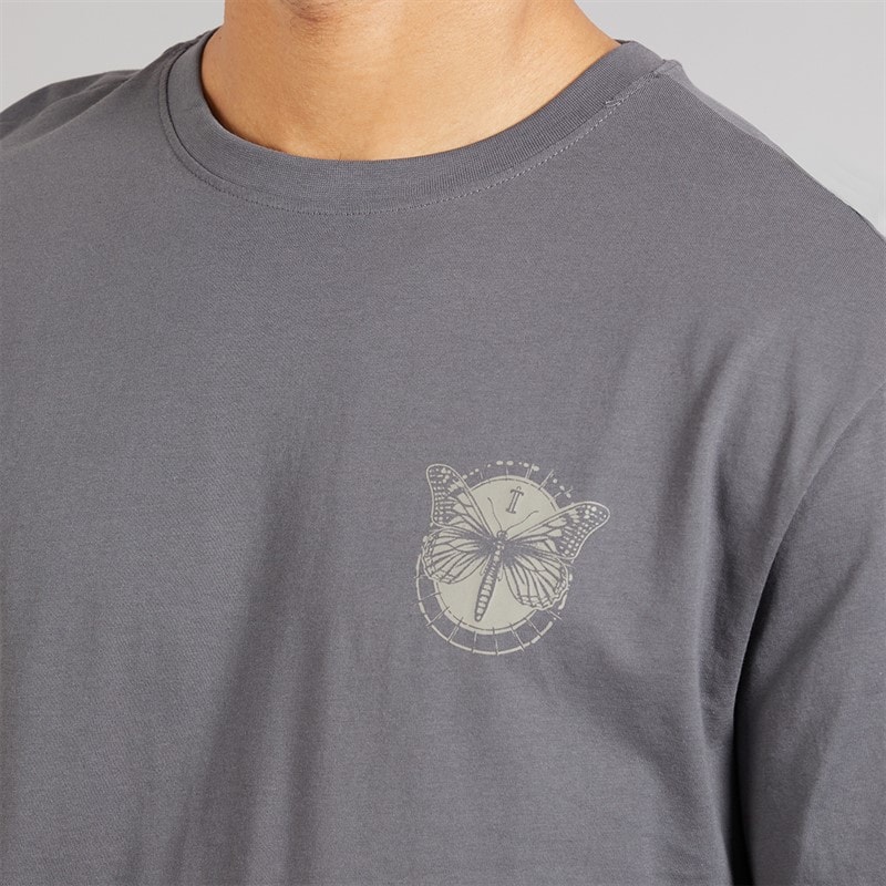 ONLY & SONS Tristan T-shirt til Herre afslappet pasform Grey Pinstripe/Butterflies - Billede 5