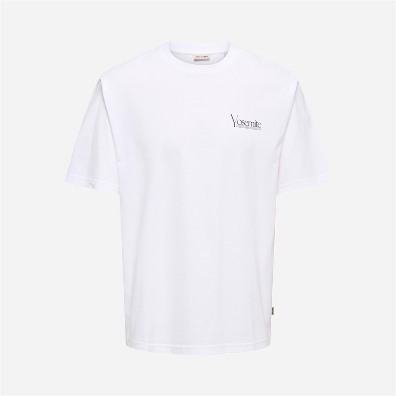 ONLY & SONS Herre Tristan Afslappet Kortærmet T-shirt Bright White/Yosemite - Billede 2